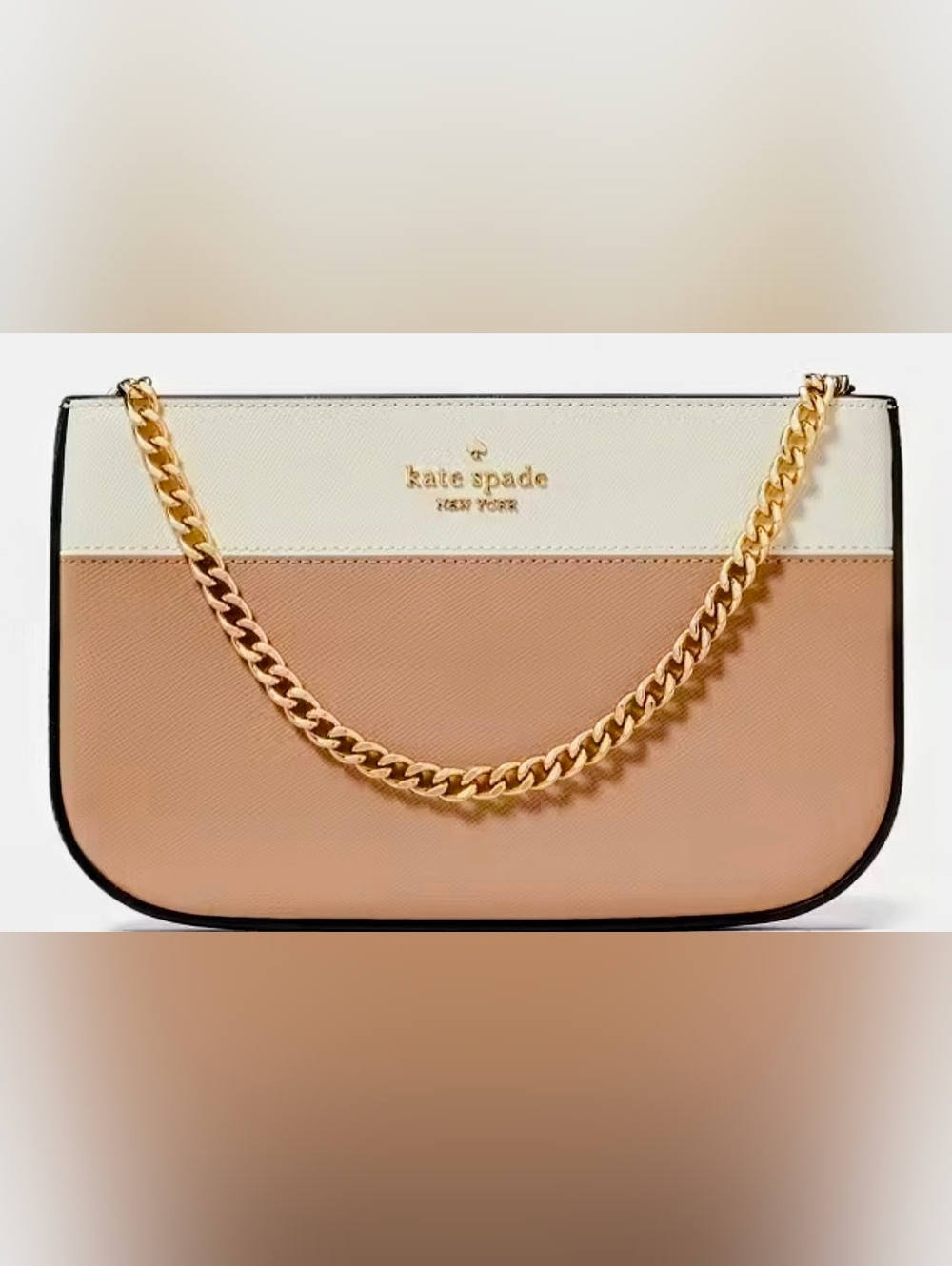 KATE SPADE 🎀 MADISON STAFFIANO LEATHER ☕ Chain Strap COLORBLOCK POUCHETTE
